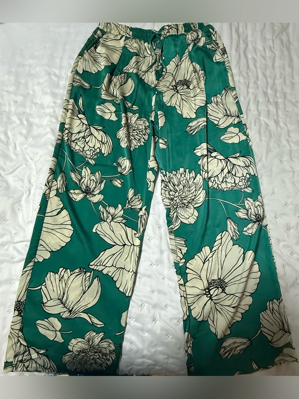 Rachel Green-Teal Floral Wide Leg Pants